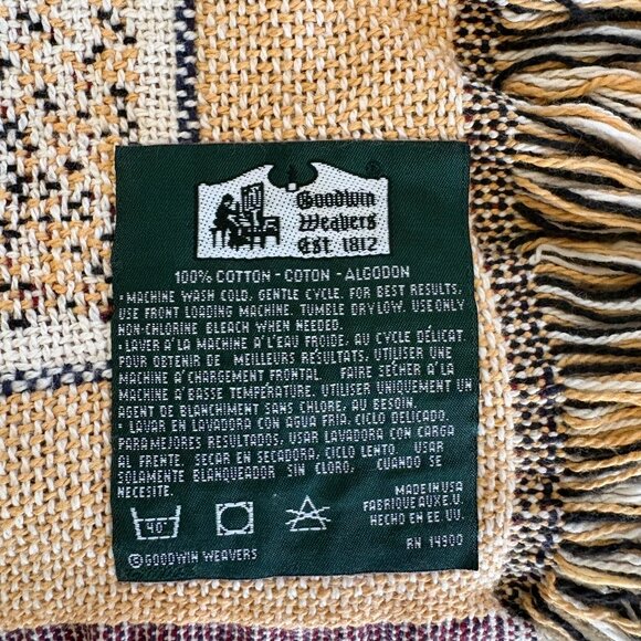 Goodwin Weavers Winter Farm Scene Tapestry Throw Blanket Sleigh Cotton Woven USA - Picture 3 of 7